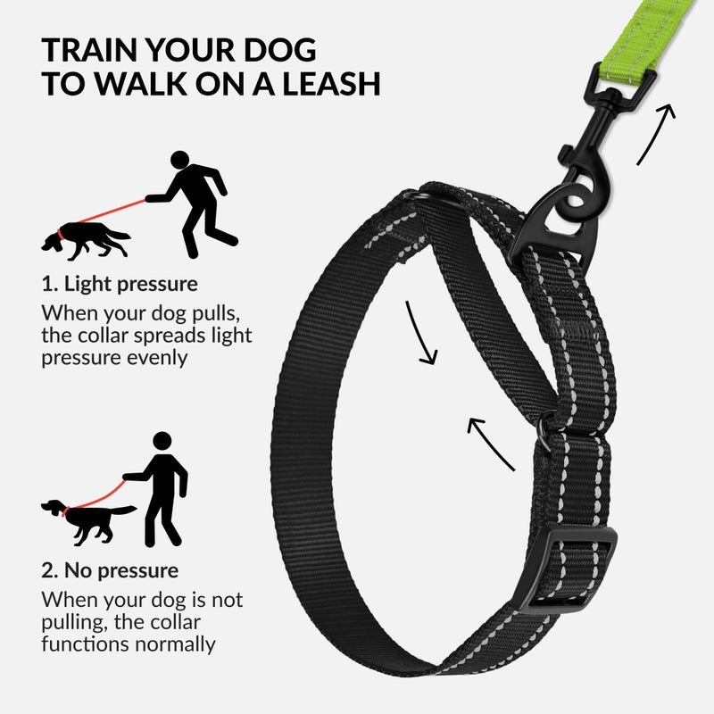 Collardirect Reflective Martingale Dog Collar Nylon Training Collars for Small Medium Large Dogs Puppy Pink Orange Green (S, Neck Size 11"-15", Black) - Image 2